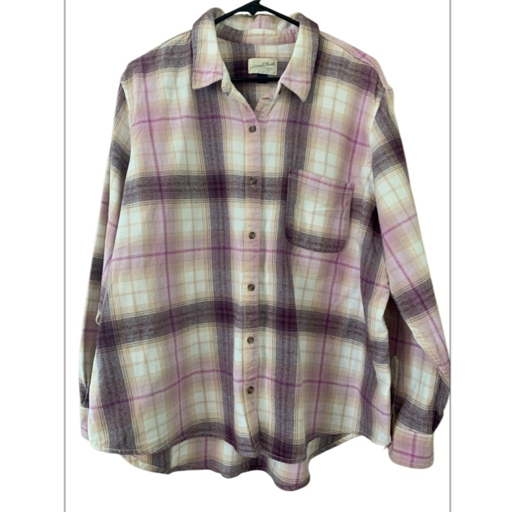 Universal Thread Plaid Button-Up Shirt in Purple Pink and Cream SIZE XXL